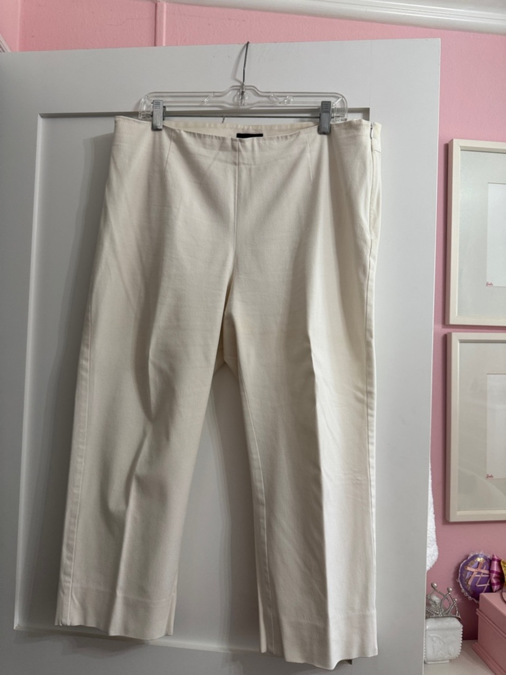Cream Straight-Leg Dress Pants
